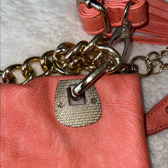 Urban Expressions Coral Crossbody Bag with Gold Accents - Picture 7 of 9
